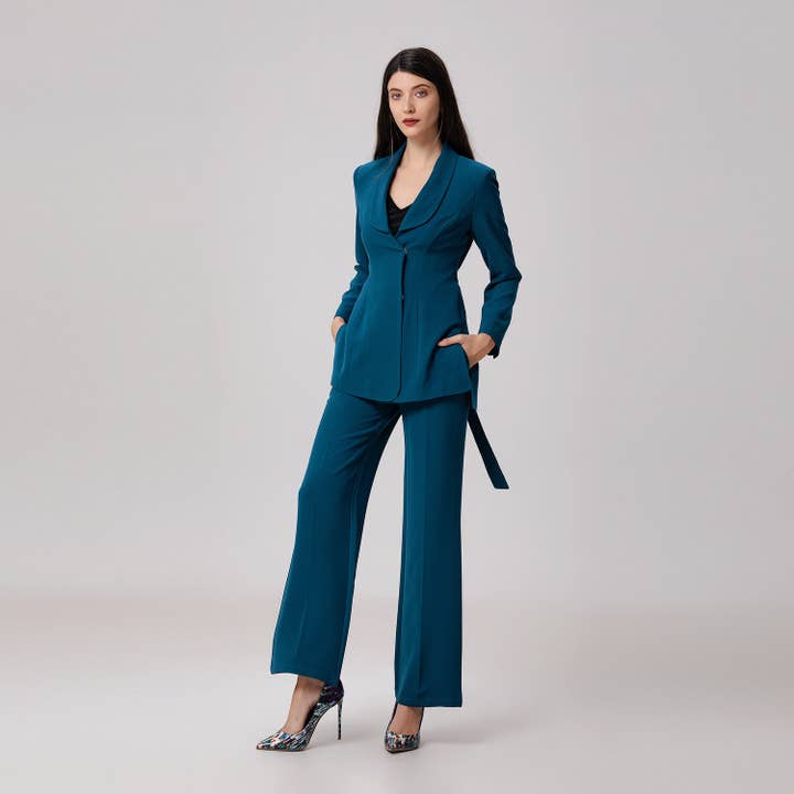 Smart and Joy - Wholesale Blazer - Women's - Long blazer tied at the waist6