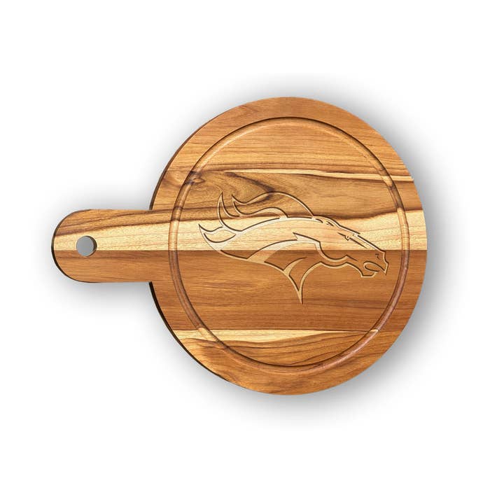 NFL Denver Broncos Solid Teak Circular Cheese Board for wholesale by Fan Creations