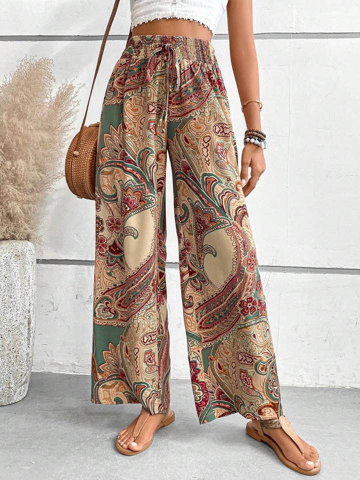 Printed Wide Leg Pants for wholesale by Beyond Apparel