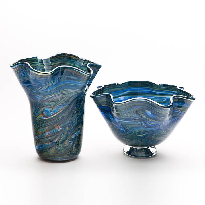 Slow Burn Glass Studio LLC - Wholesale Vase - Handblown Glass Ruffled Bowl or Vase4