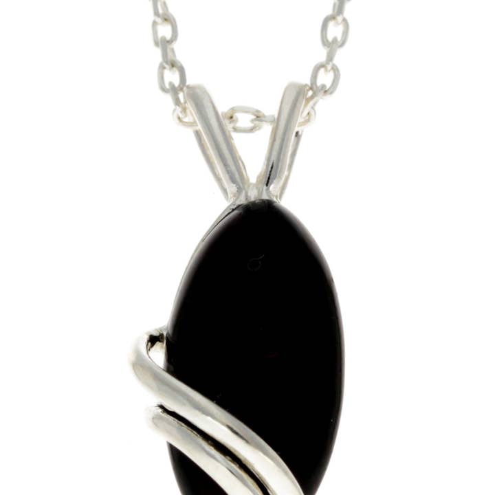 SilverAmber Jewellery - Wholesale Pendant/Charm Necklace - Little Oval Amber & 925 Sterling Silver Modern Pendant - GL27110