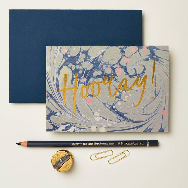 Blue Marble 'Hooray!' Card for wholesale by Wanderlust Paper Co