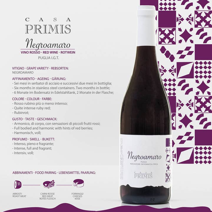 IGT PUGLIA Noir Amaro Rouge pour la vente par CASA PRIMIS