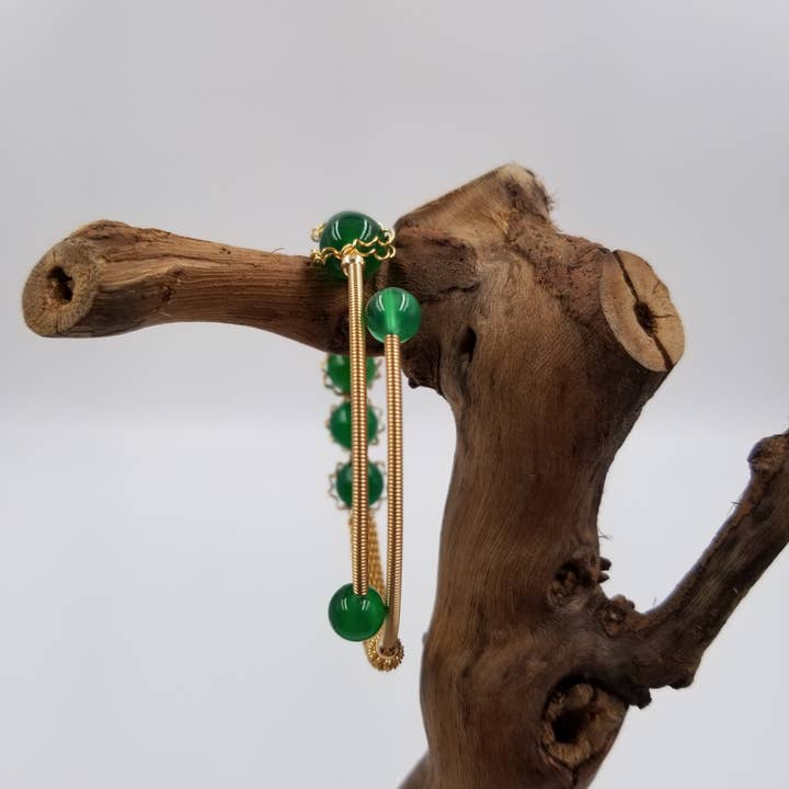 CHAKRA JEWELRY - Wholesale Beaded Bracelet - Handmade Natural Green Agate 14K Bracelet1