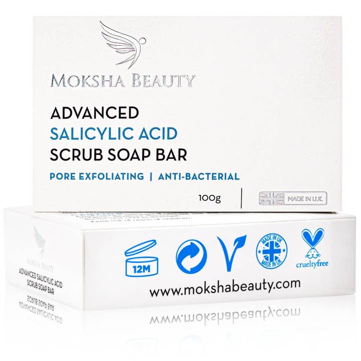 Moksha Beauty - Wholesale Gezichtsreiniger - Salicylzuur gezichtszeep, acnezeep, scrub, 100 g x 135 stuks10