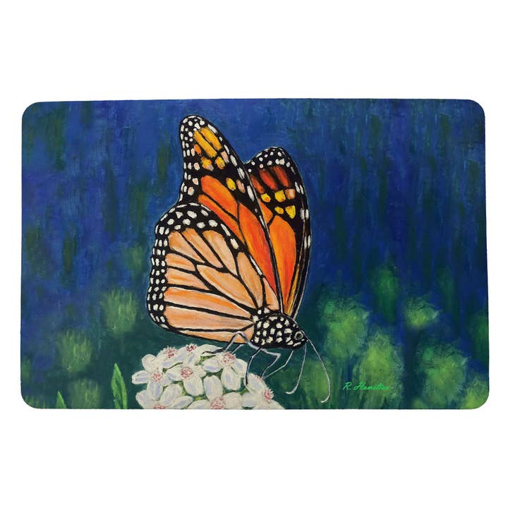 Monarch & Flower Door Mat for wholesale by Betsy Drake Interiors