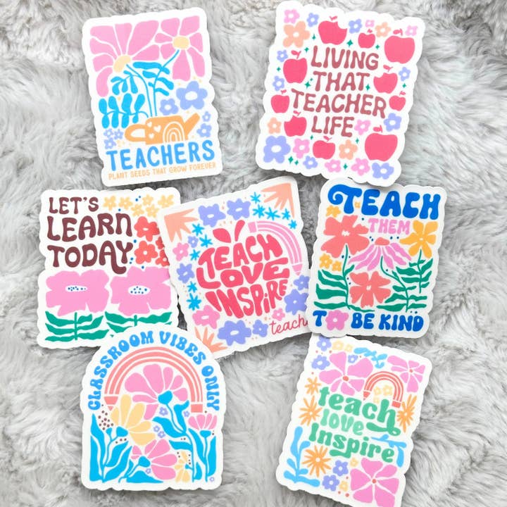 Boho Teacher Life Sticker Pack for wholesale by Made Groovy Store