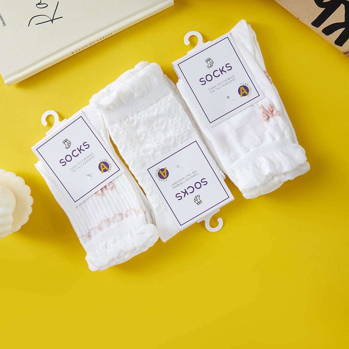 Funkyrel® Atzbranding Limited – Engroshandel Strømper - Dame – Rufia - hvide strømper med rullede kanter til kvinder20