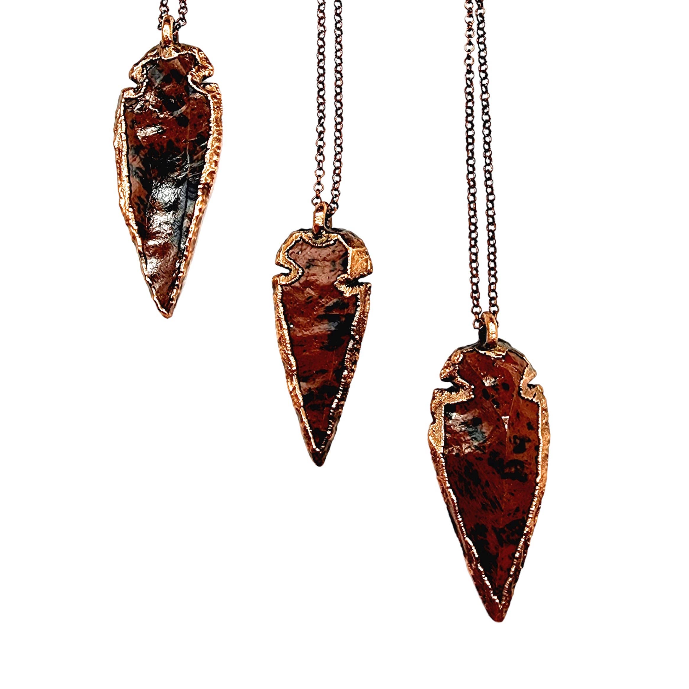 MergingMetals - Wholesale Pendant/Charm Necklace - Knapped Mahogany Obsidian Arrowhead Necklace0