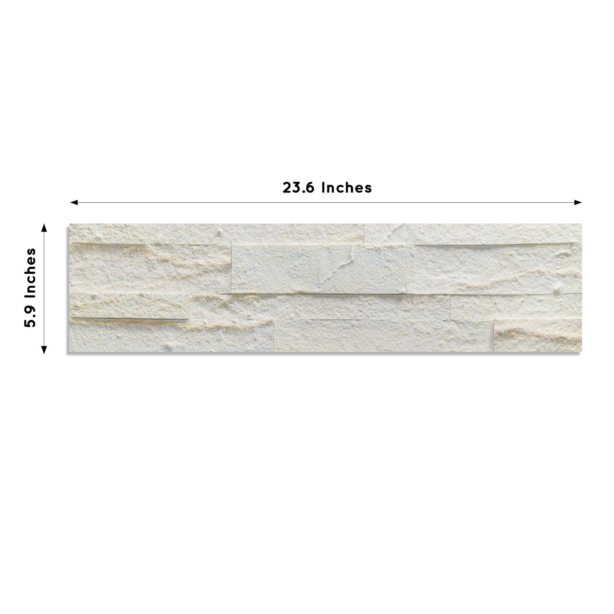 Stoneflex - Wholesale Wall Tile - Ecru White - Self-Adhesive 3D Peel & Stick Real Stacked Stone Tiles [Pack of 10]4