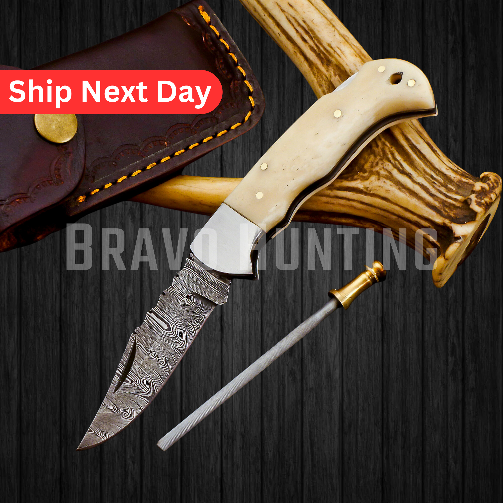 Bravohandicrafts - Vente Couteau de poche/étui - Couteau de poche pliant en acier damas - Idéal cadeau de Noël8