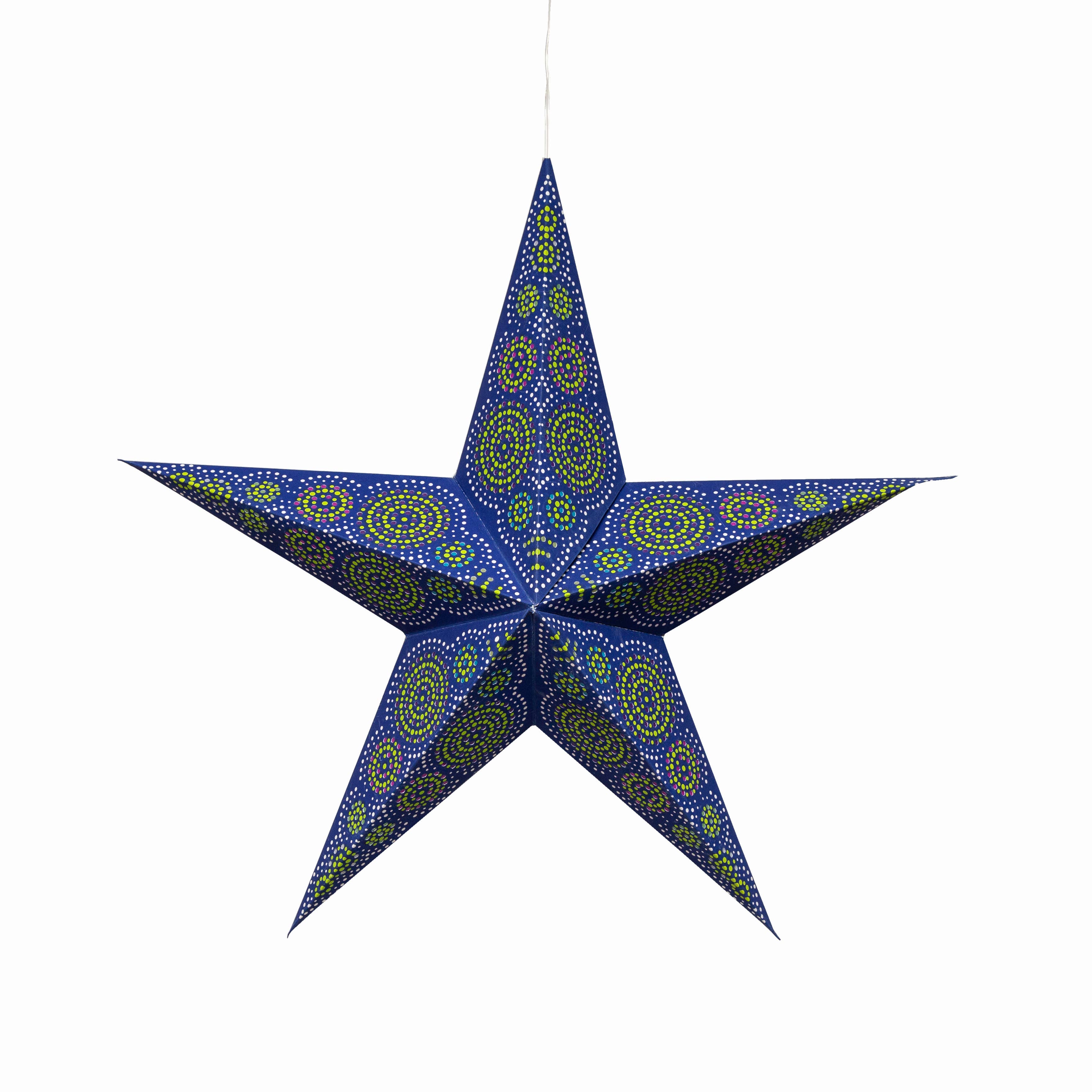 Artschatz LLC - Vendita all'ingrosso Lanterne/lampade di carta - Caleidoscopio ~ 5 puntatore, luce blu a forma di lanterna a forma di stella, 61 cm7
