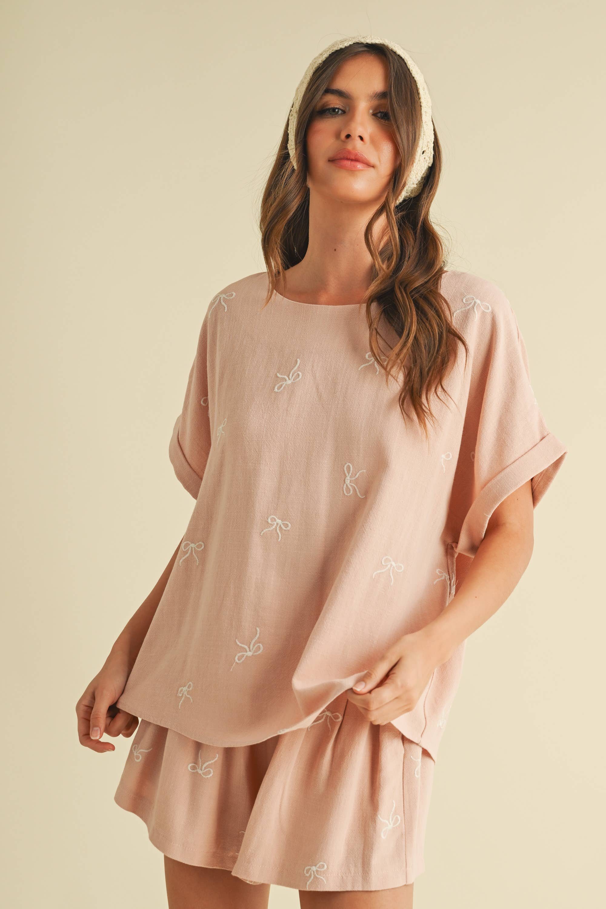 Klesis - Wholesale Top & Short Set (NOT Loungewear) - Women's - IST1598-H OVERSIZED SHORT SLEEVE TOP WITH BELTED SHORTS SET1