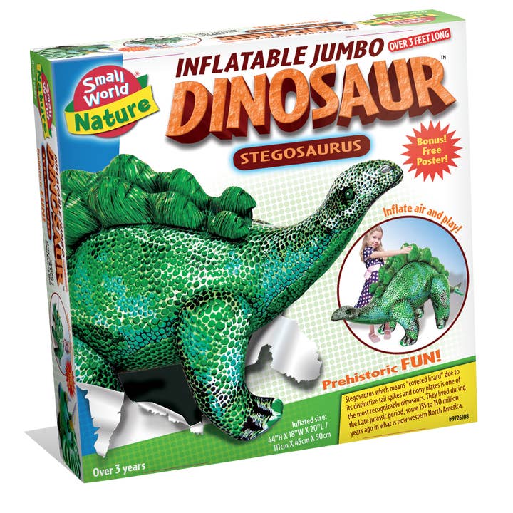 Small World Toys – wholesale Uppblåsbar leksak - Barn och baby – Uppblåsbar dinosaurie! Stegosaurus 46"