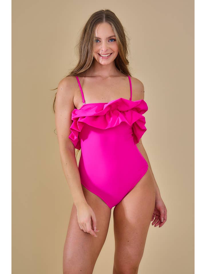 HIBIKINI - Wholesale One Piece Swimsuit - Women's - Bandeau swimsuit with ruffles7