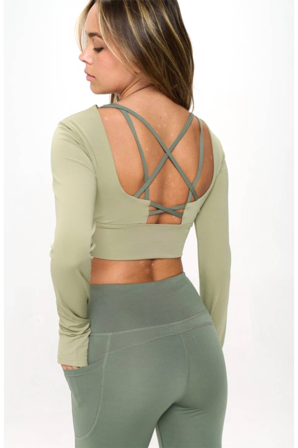 Color 5 - Wholesale Activewear Set - Women's - Long sleeve crop top with yoga legging activewear set11