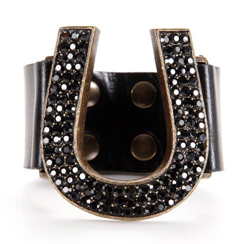 Large Leather Horseshoe Bracelet for wholesale by Rebel Designs Accessories