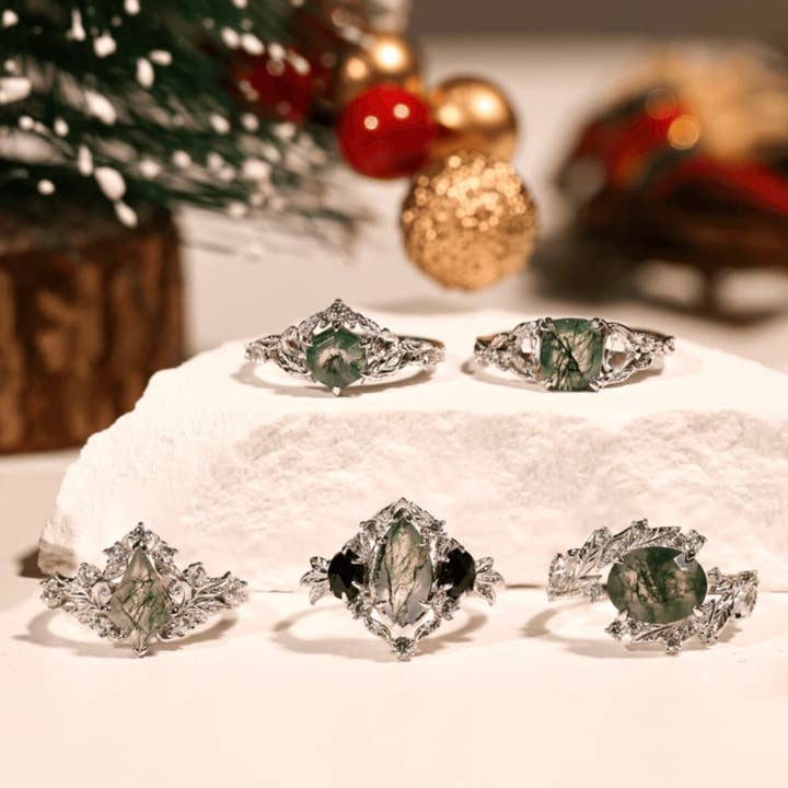 Azura Jewelry - Wholesale Cocktail/Statement Ring - Noctis Moss Agate Black Onyx Ring©7