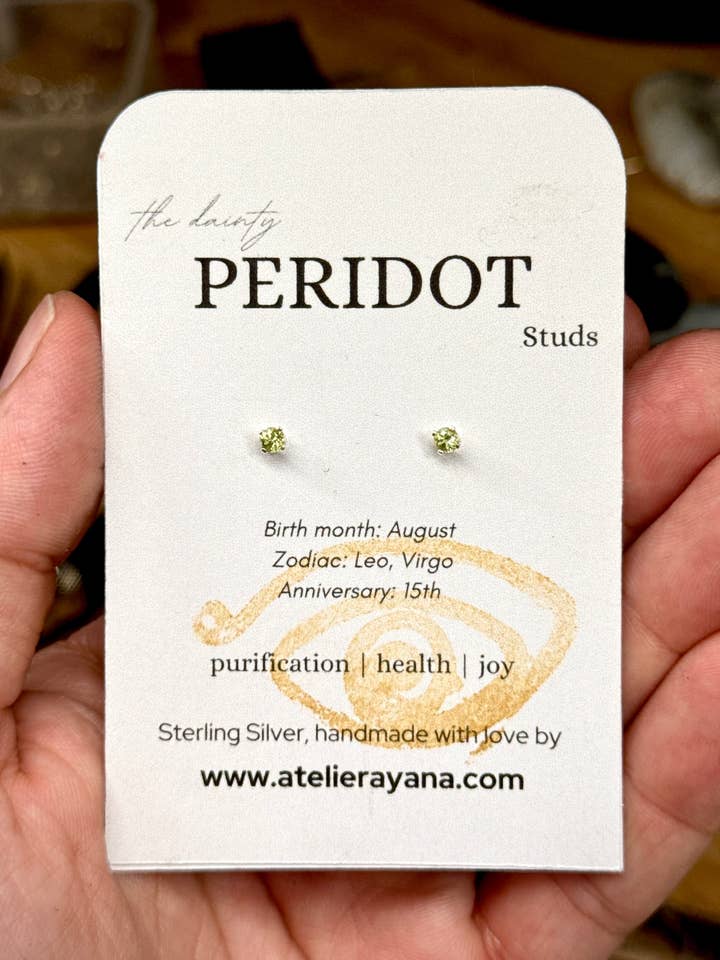The Dainty Peridot Studs for wholesale by Atelier Ayana