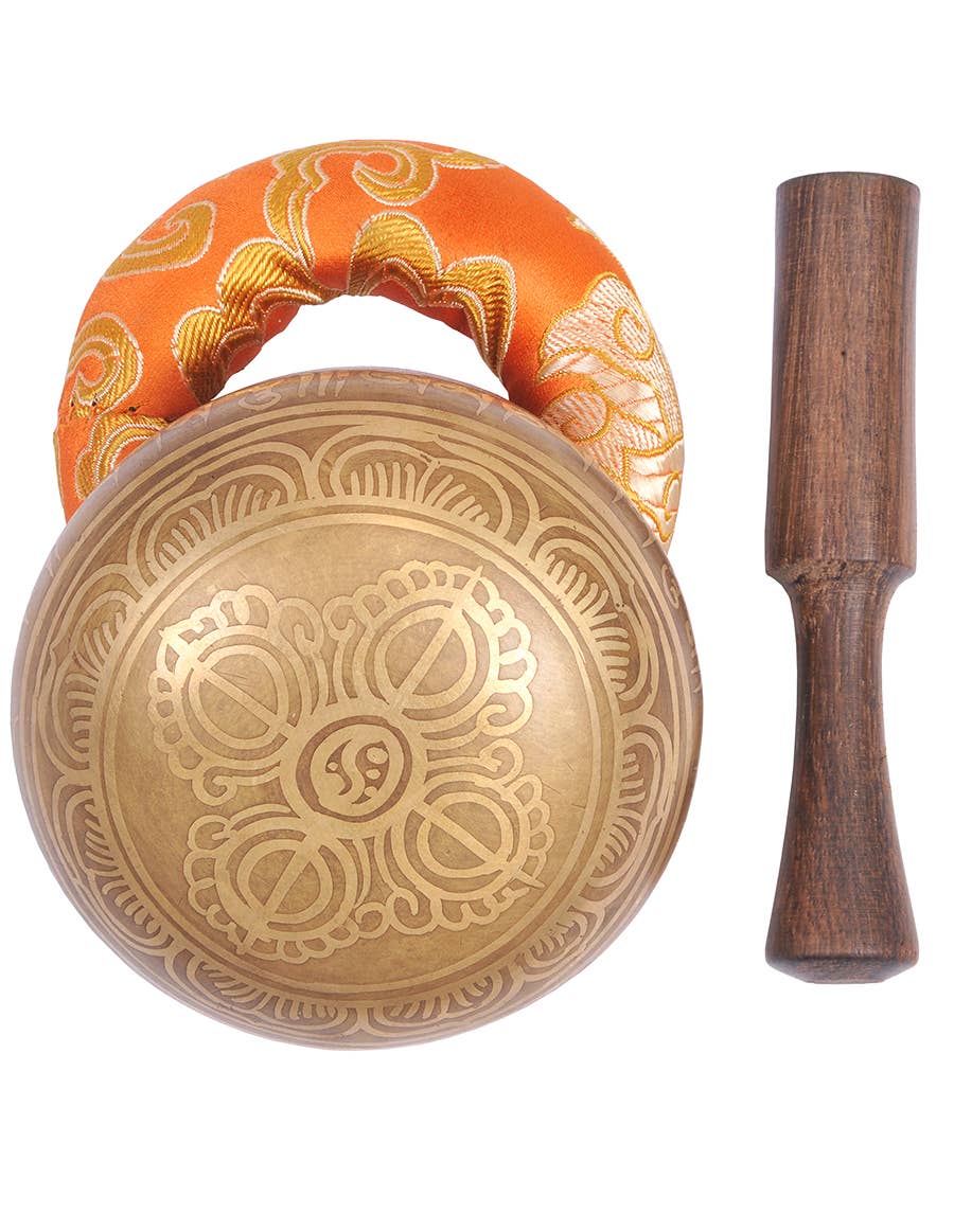 The Collection Royal / Royal Handicrafts - Venta al por mayor Artículo de meditación - Cuenco tibetano simple grabado con símbolo Om2