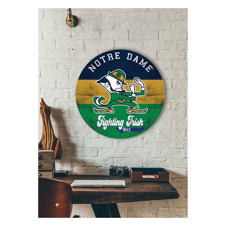 KH Sports Fan - Wholesale Sign - 20x20 Retro Circle Notre Dame Fighting Irish1
