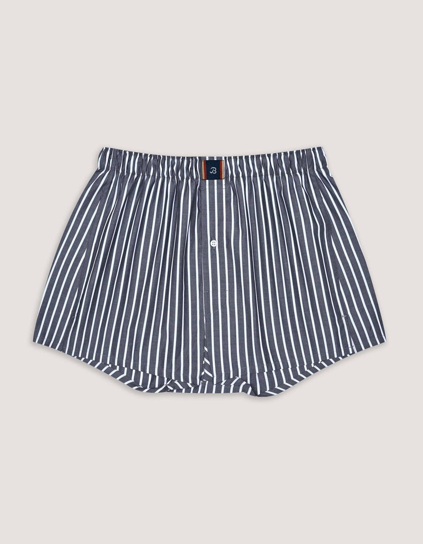 Brian Oak Limited – wholesale Underwear – Men's – Charcoal Grey Striped Cotton Boxer4