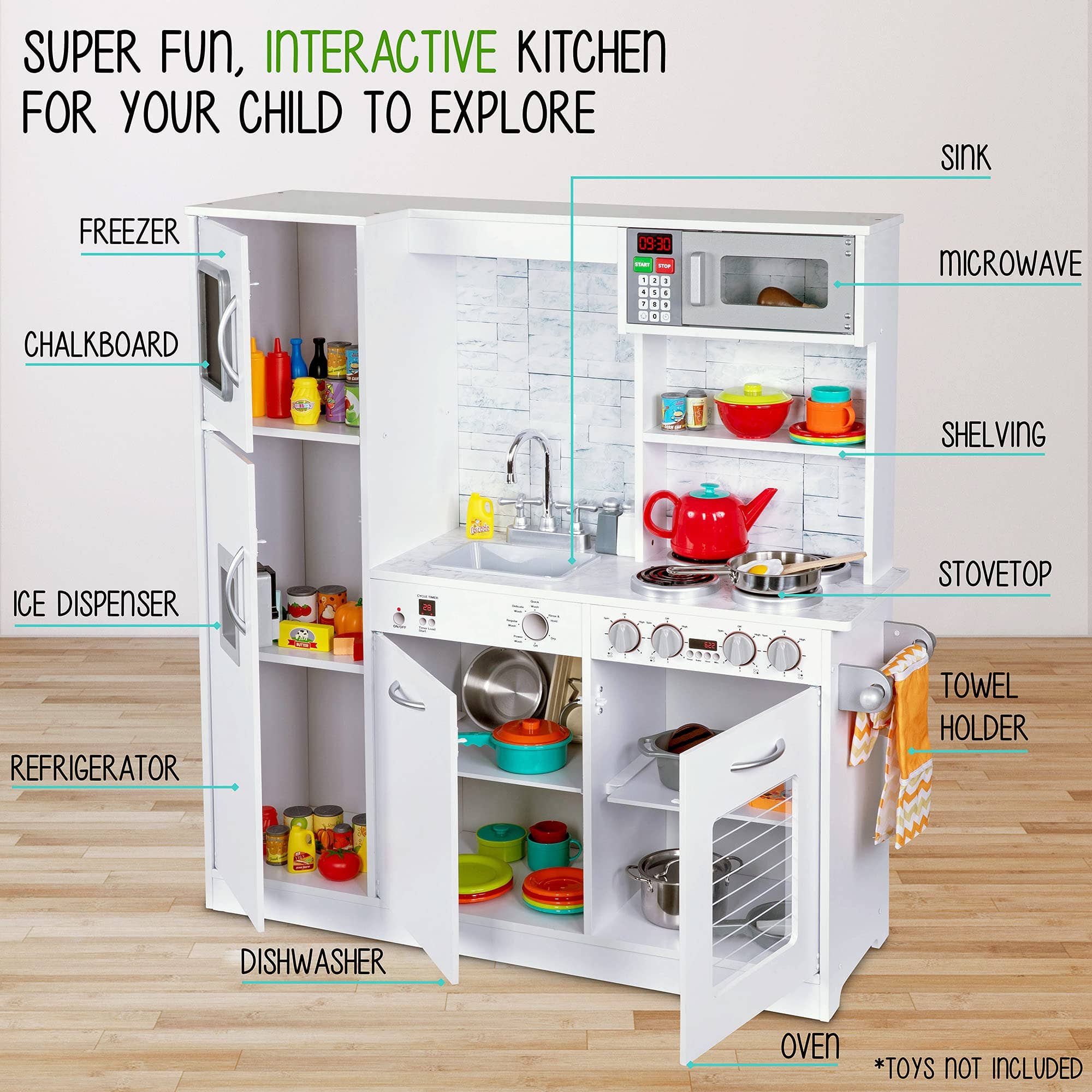 Jumbl - Wholesale Toy Set - Kids - Kids Play Kitchen Set, Wooden Kitchen Playset W/Accesories10