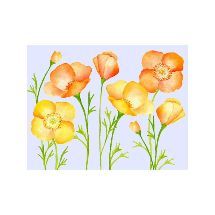 Poppy Floral Note Card for wholesale by Brake Ink Stationery