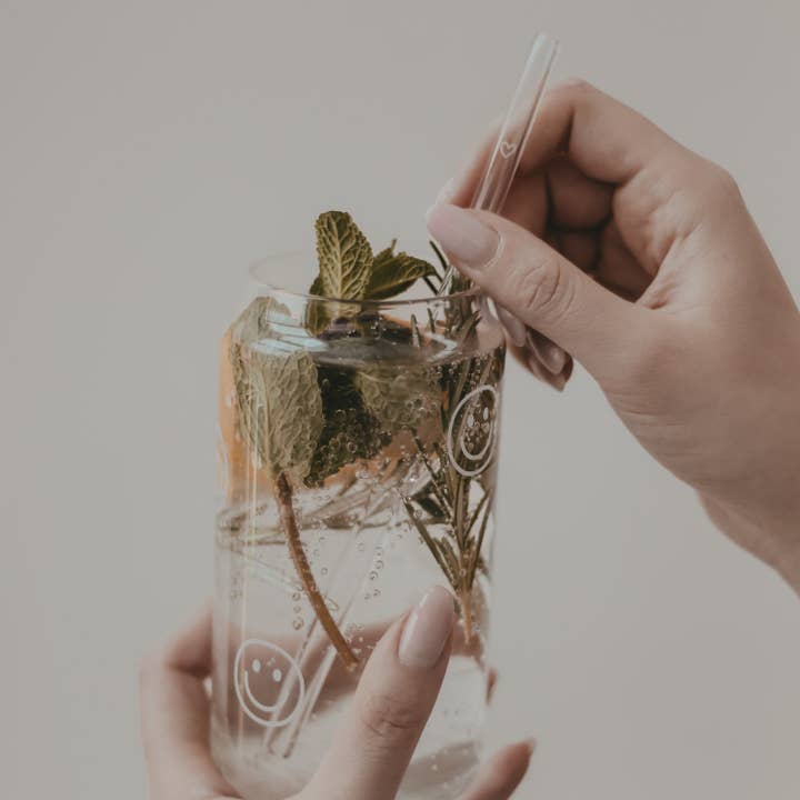 Eulenschnitt - Wholesale Drinking Straw - Glass Heart Straws 20cm in a Set of 4 (PU = 10 Sets)1