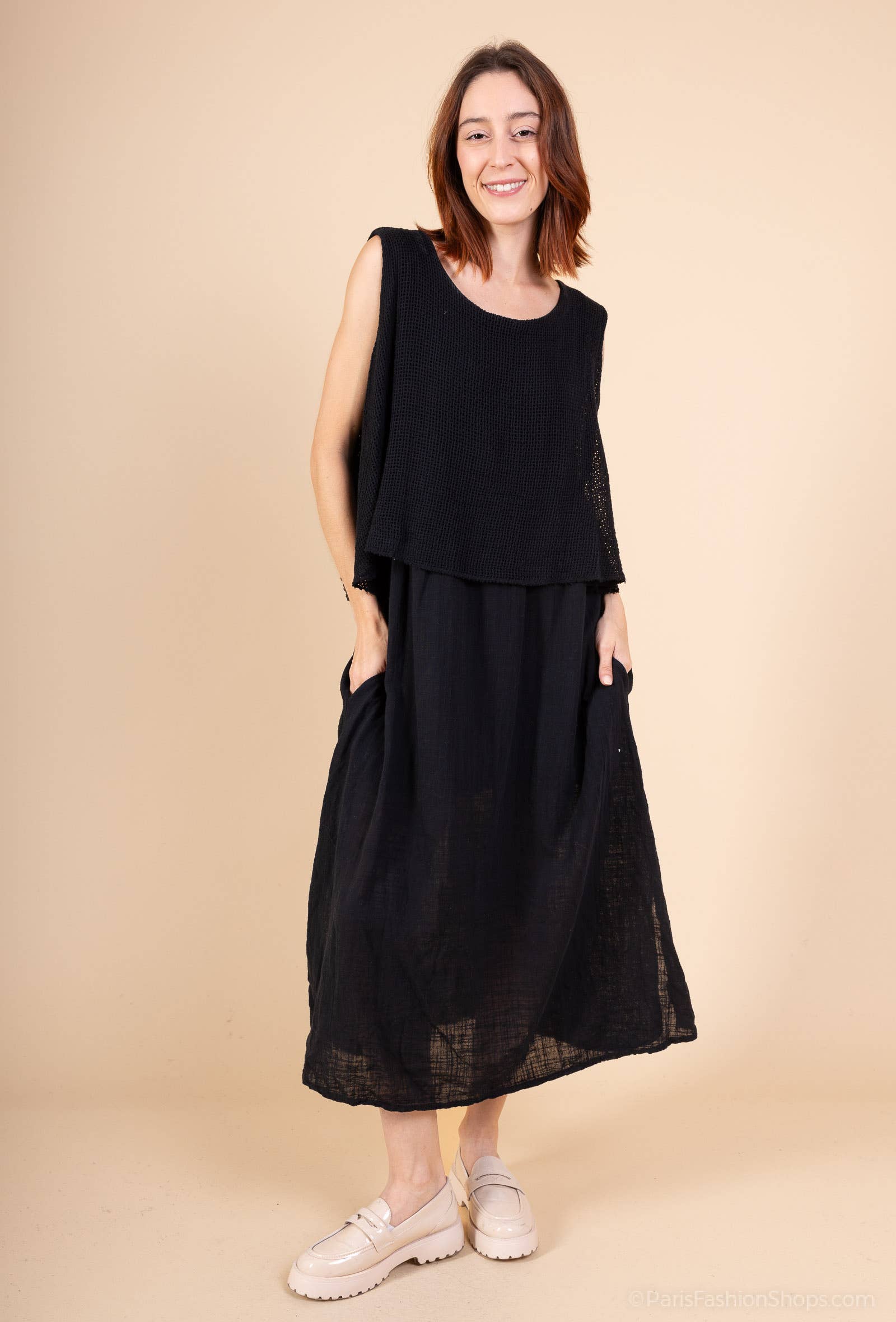 Shyloh – Engroshandel Kjole - Dame – Kjole i to materialer af bomuld 304965