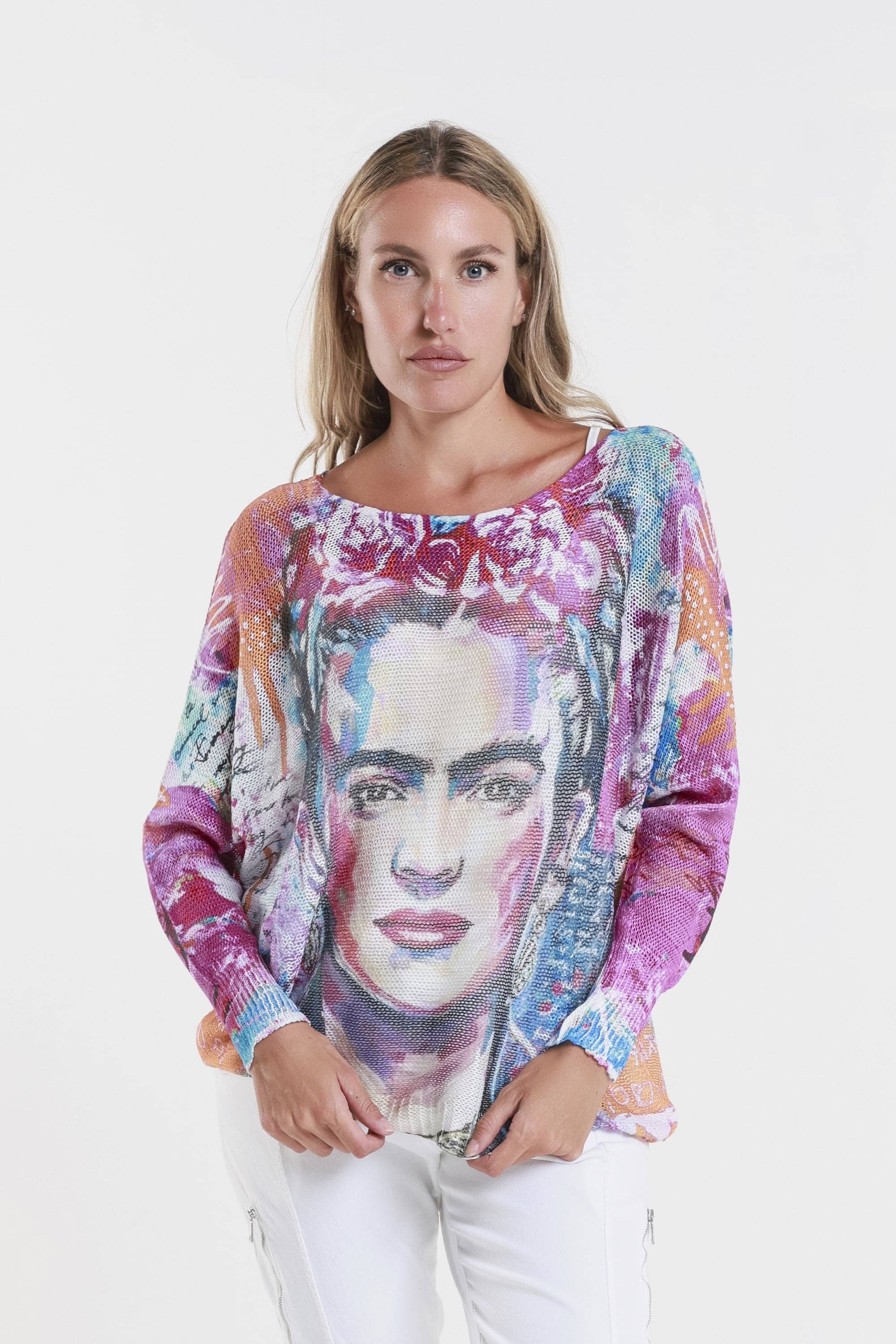 TINA Stephens Italy/Tees By Tina - Wholesale Blouse - Women's - Frida Danielle LS Batwing Open Knit Sweater (BLS424R)0