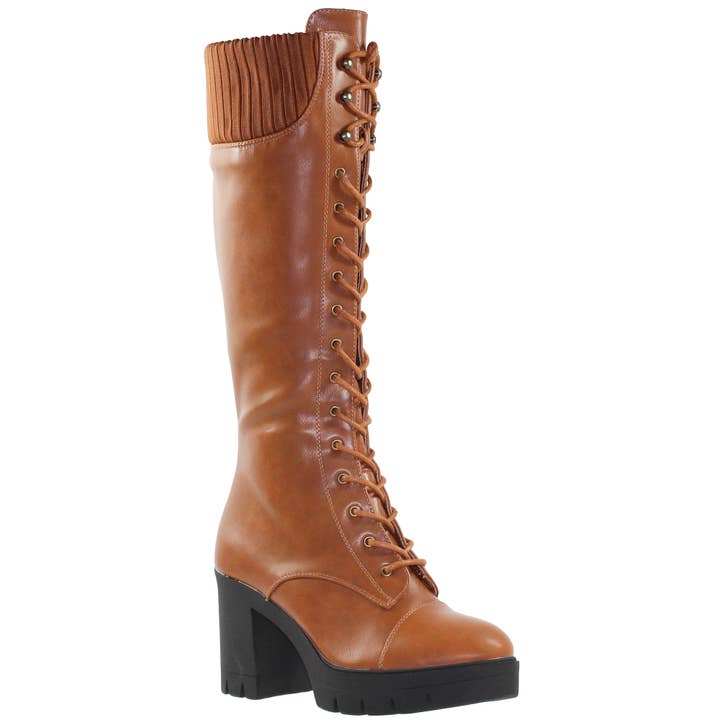 SOBEYO - Wholesale Combat/Military Boots - Women's - Women's Chunky Platform Combat Boots Knit Cuff4