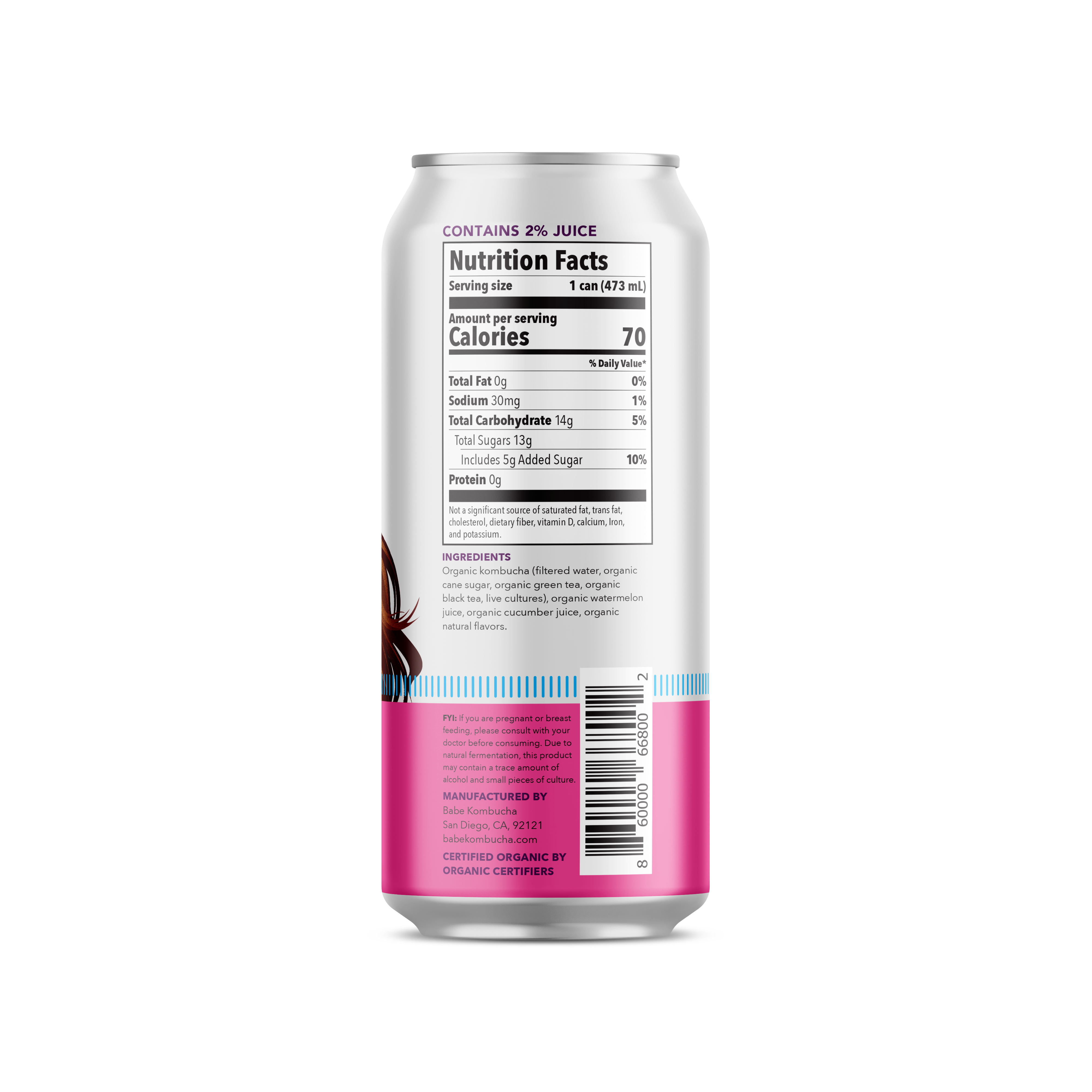 Babe Beverages - Vente Kombucha - Sandia Kombucha (Pastèque, Concombre) - Pack de 121