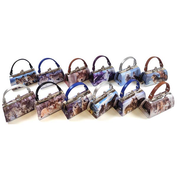 Peaceful Village Inc. - Wholesale Crossbody Bag - Women's - Wolves Mini Lipstick Purse