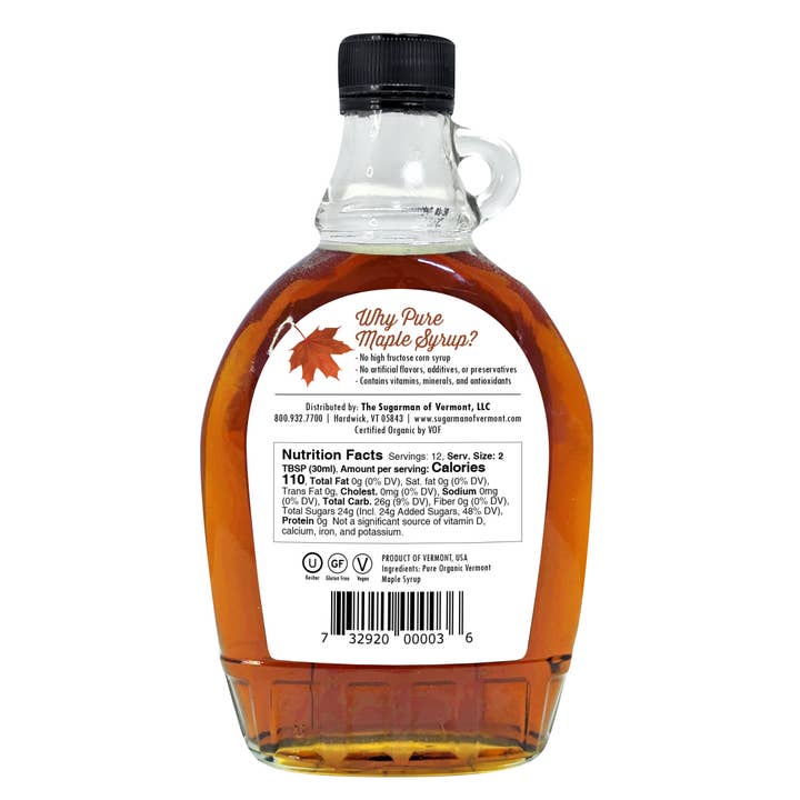 Sugarman of Vermont - Wholesale Maple Syrup - 12 fl. oz. Sugarman Organic Pure VT Maple Syrup (12-pack)