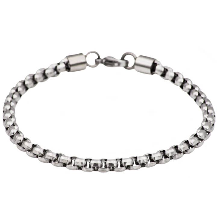 Mens Diamond Cut Box Rolo Link Bracelet for wholesale by Blackjack Mens Jewelry