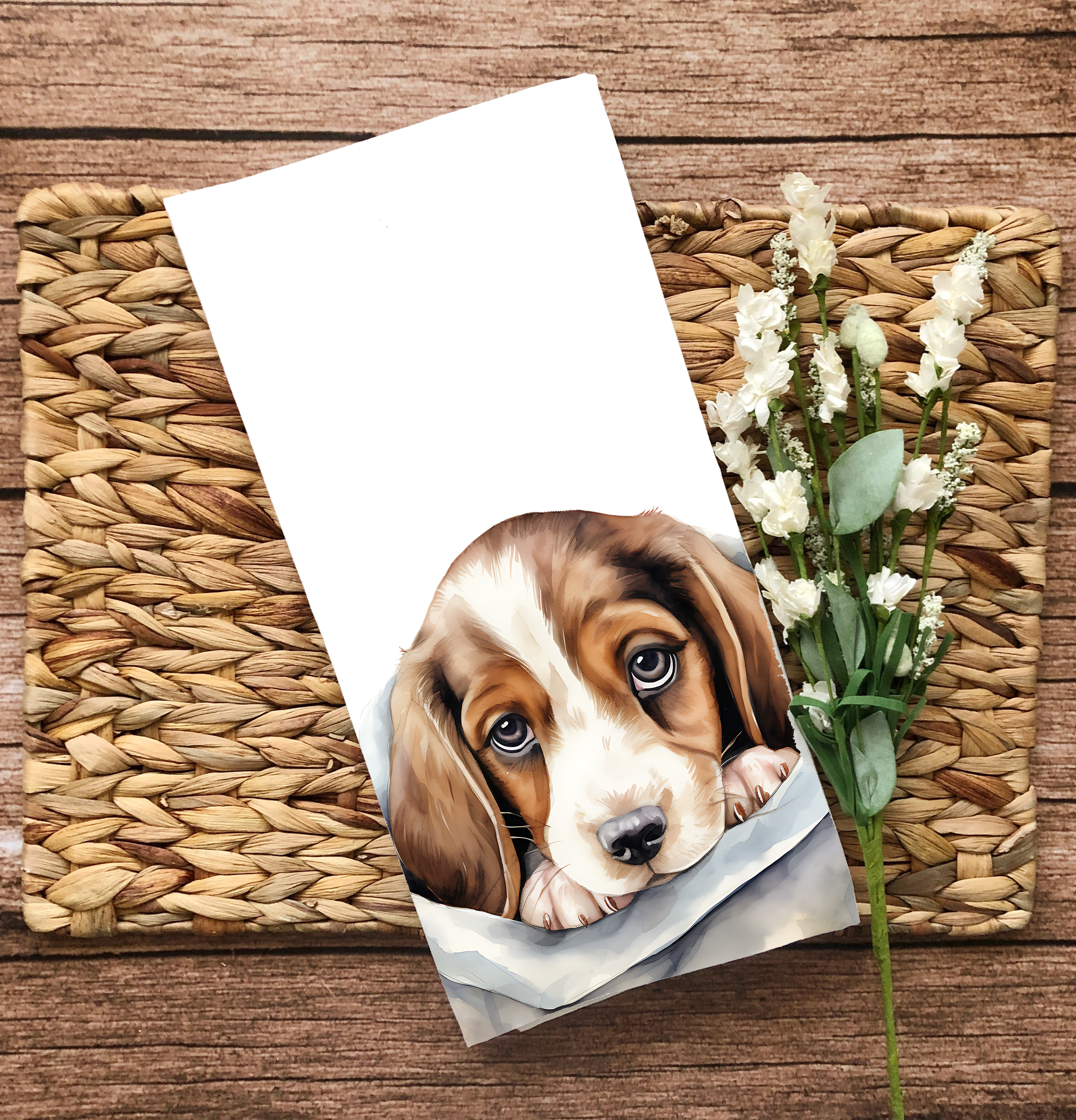 Homemade Hollydays Wholesale - Wholesale Tea Towel - Ruby - Cute Puppy In Blanket - Unique  Dog Tea Towel1