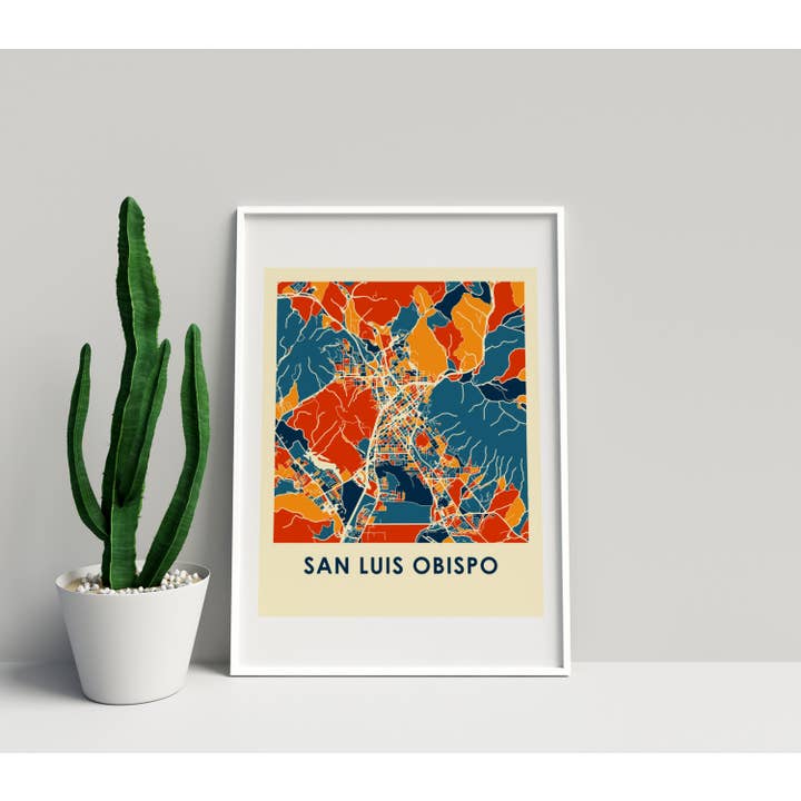 11" x 14" San Luis Obispo Map Print - Chroma Style for wholesale by ILIKEMAPS