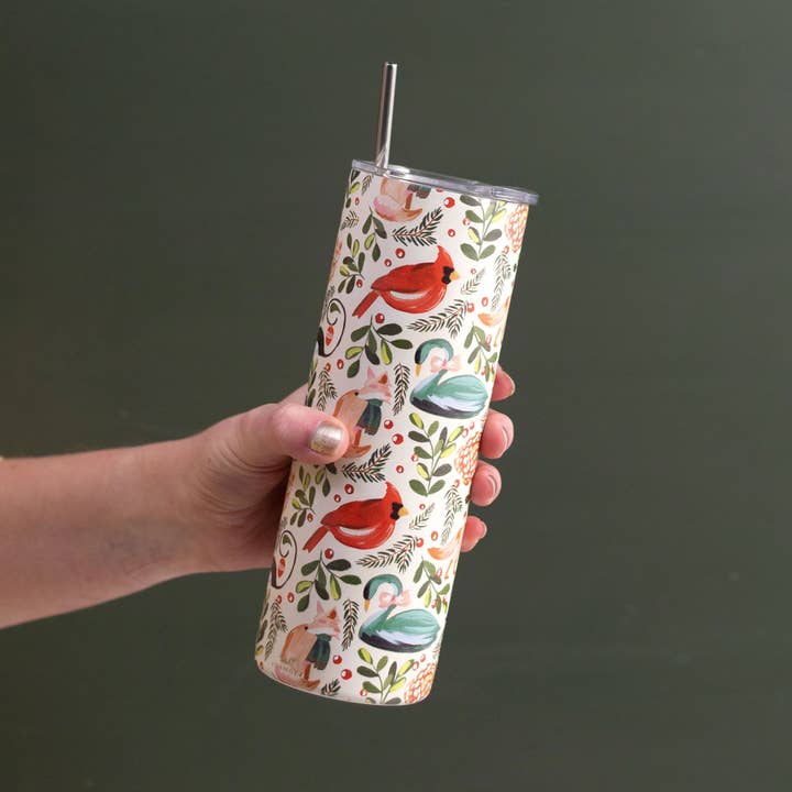 1canoe2 | One Canoe Two Paper Co. - Wholesale Insulated Mug/Tumbler - Woodland Animals 20oz Stainless Steel Skinny Tumbler