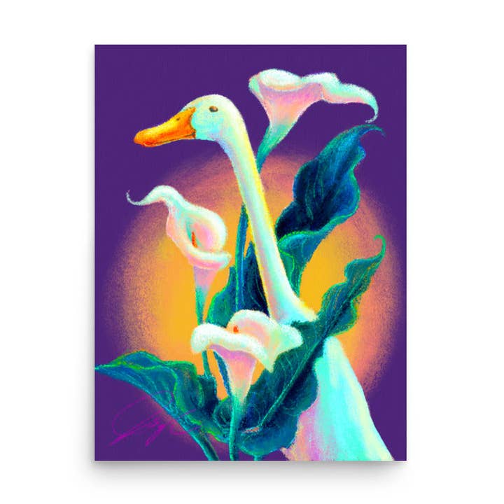 Calla Runner Painting | Vibrant Botanical Fine Art for wholesale by JoyousJoyfulJoyness