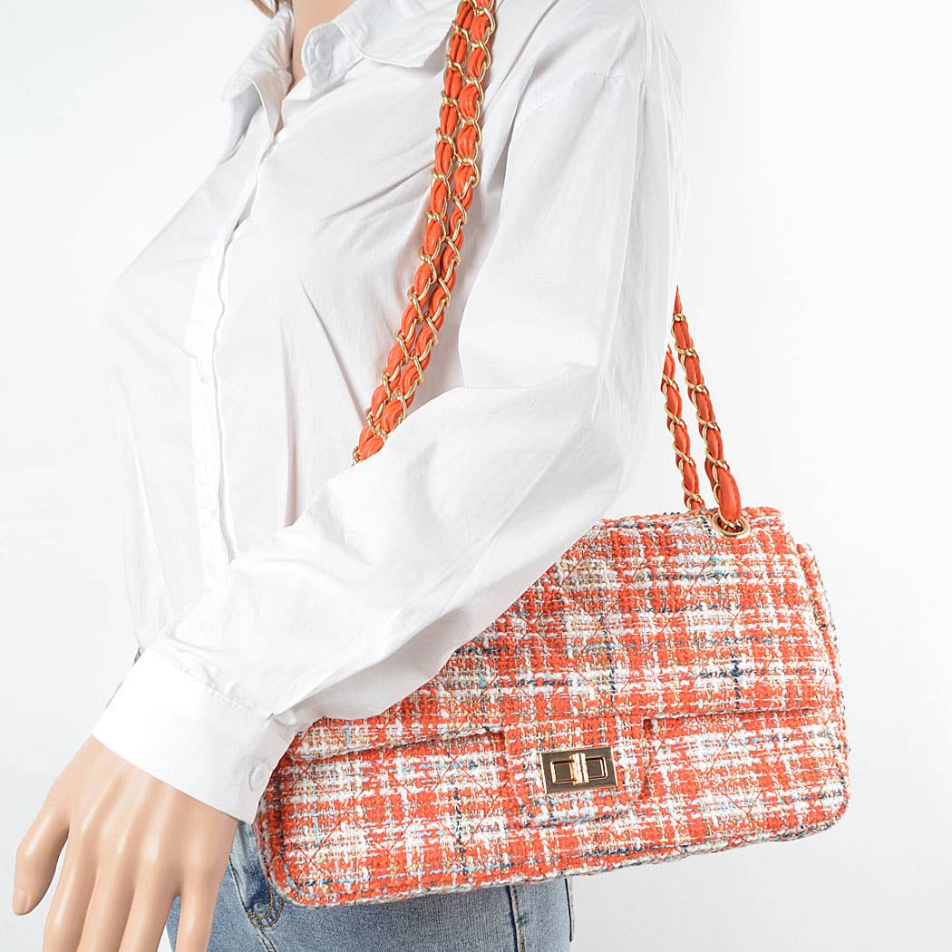 3AM BY H&D ACCESSORIES - Wholesale Shoulder Bag - Women's - Quilted Tweed Flap Shoulder Bag8