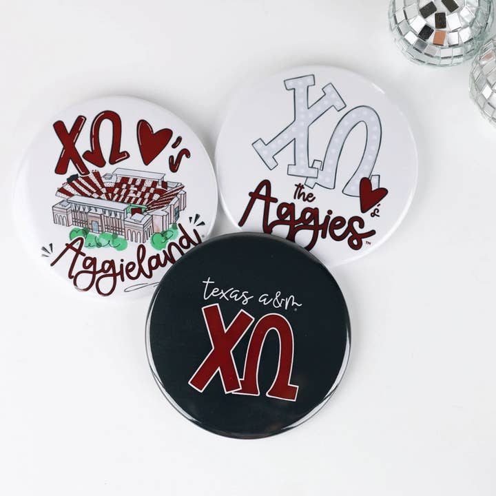 Chi Omega Texas A&M TAMU Spilla Giorno della Partita Sorority per la vendita all'ingrosso da parte di Tailgated Co.