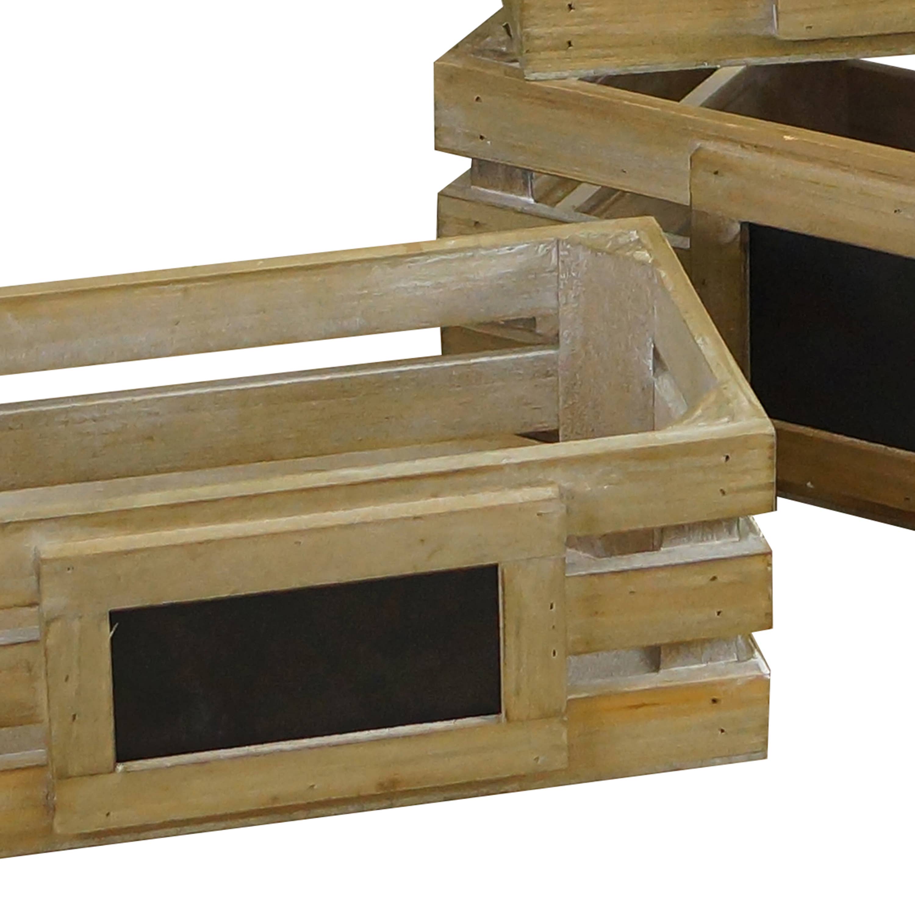 VIP Home & Garden - Wholesale Decorative Tabletop Object - VIP Wood 16 in. Brown Crates with Chalkboard Set  34