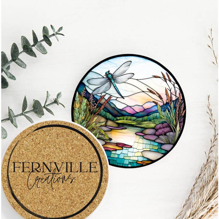 Fernville Creations - Wholesale Coasters - Dragonfly Ceramic Coaster: Tabletop Decor Piece3