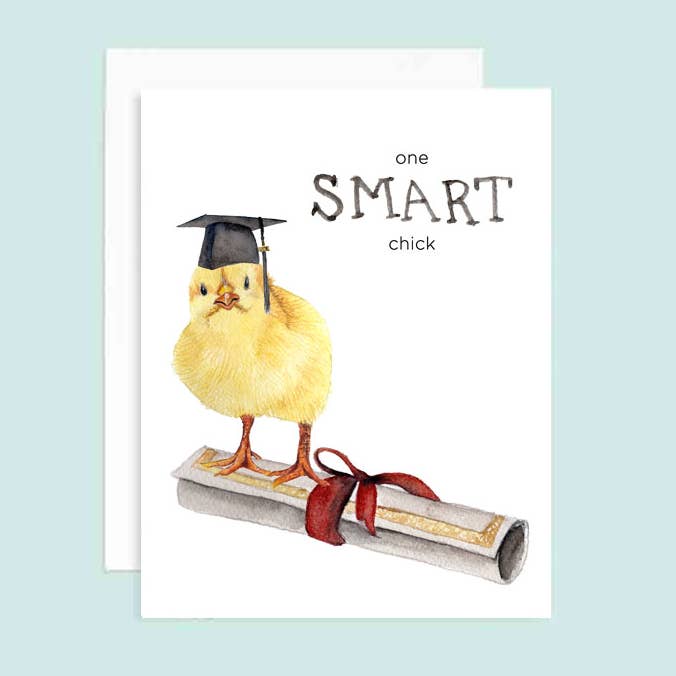 One Smart Chick Graduation Greeting Card for wholesale by Grace Langdon Art