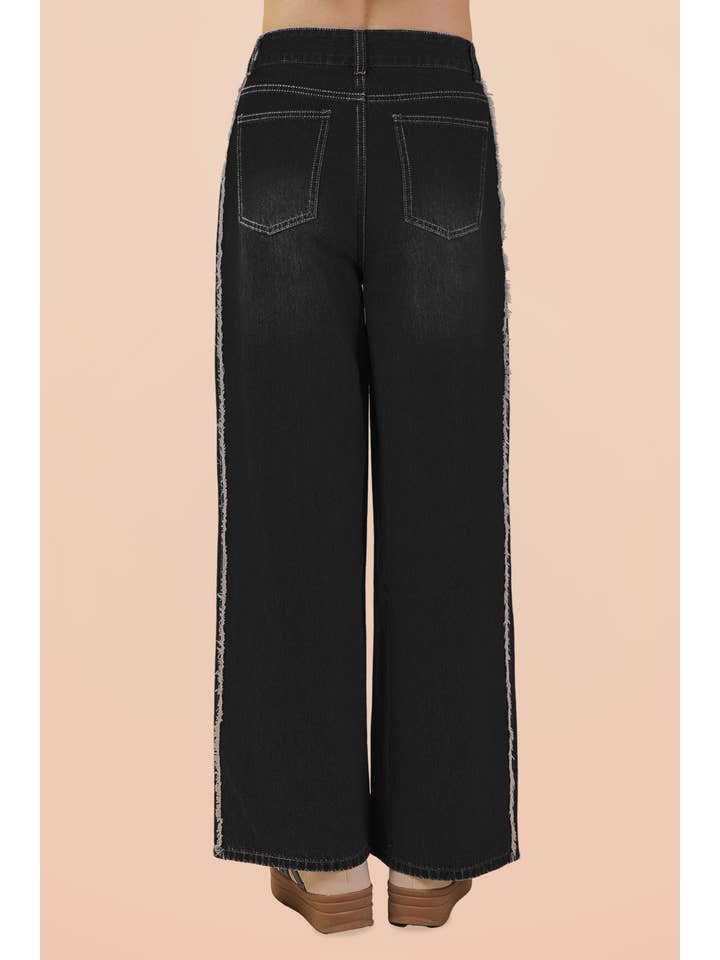 VERY J - Wholesale Jeans - Women's - VJP90037-VERY JEAN Frayed Detail Washed Denim Pants4