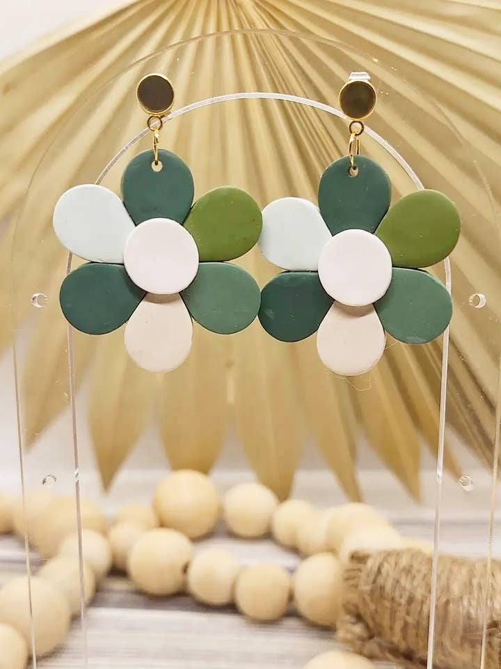 Cool Toned Daisy Dangles for wholesale by Lissa & Co.