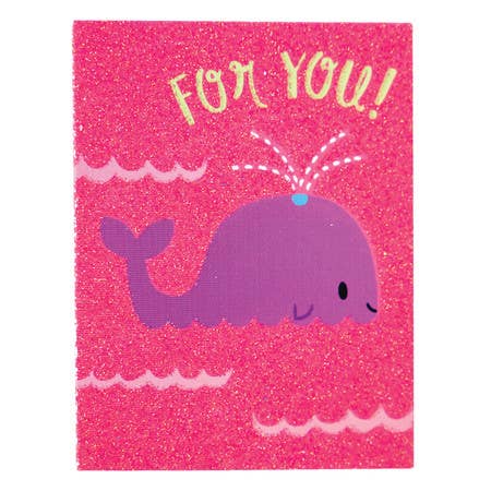 Whale Glitter Gift Enclosure Card for wholesale by MindWare & Peaceable Kingdom