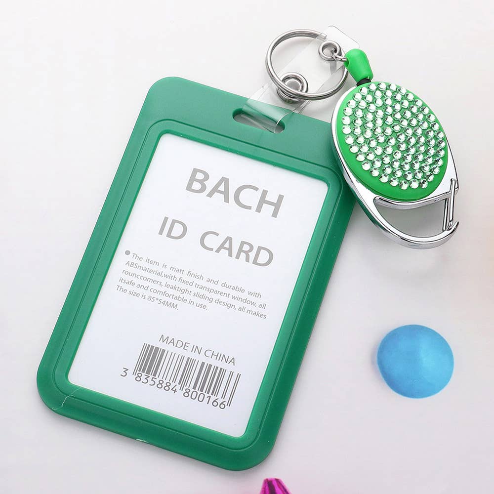 Sensibling Corp. - Wholesale Card Holder - Women's - Bling Studded Tag Pointed Retractable ID Card Holder8
