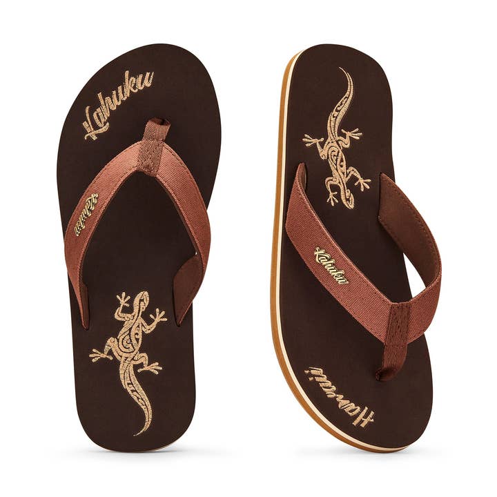 Slippahs Men's Flip-Flops - Brown Lizard for wholesale by Kahuku UK